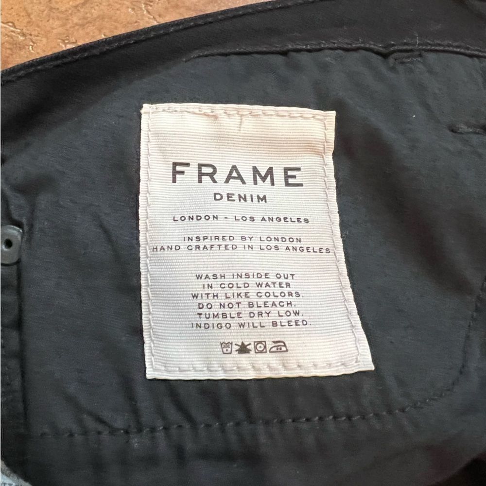 NWT FRAME High Rise Straight Ankle Colorblock Contrast Hem in Washed Black S 30 - Picture 7 of 8
